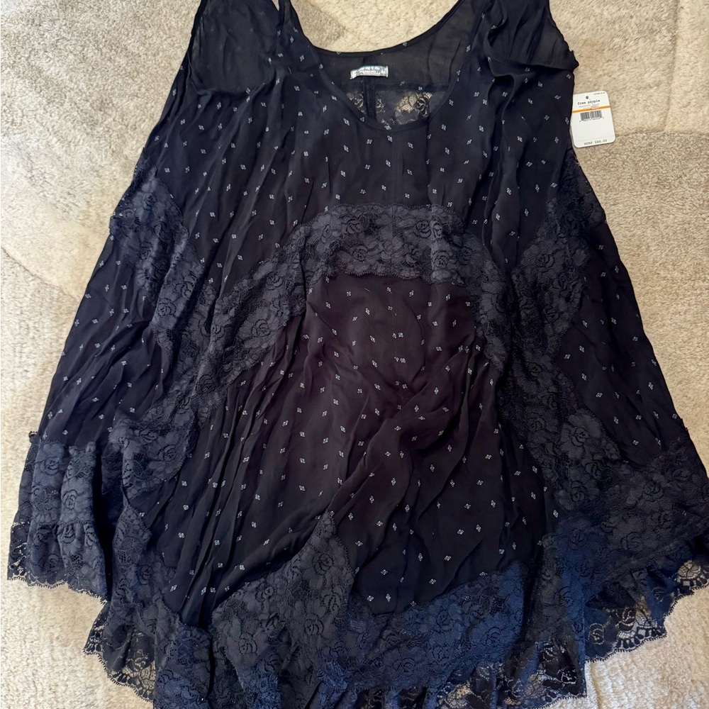 Free People Black Lace top